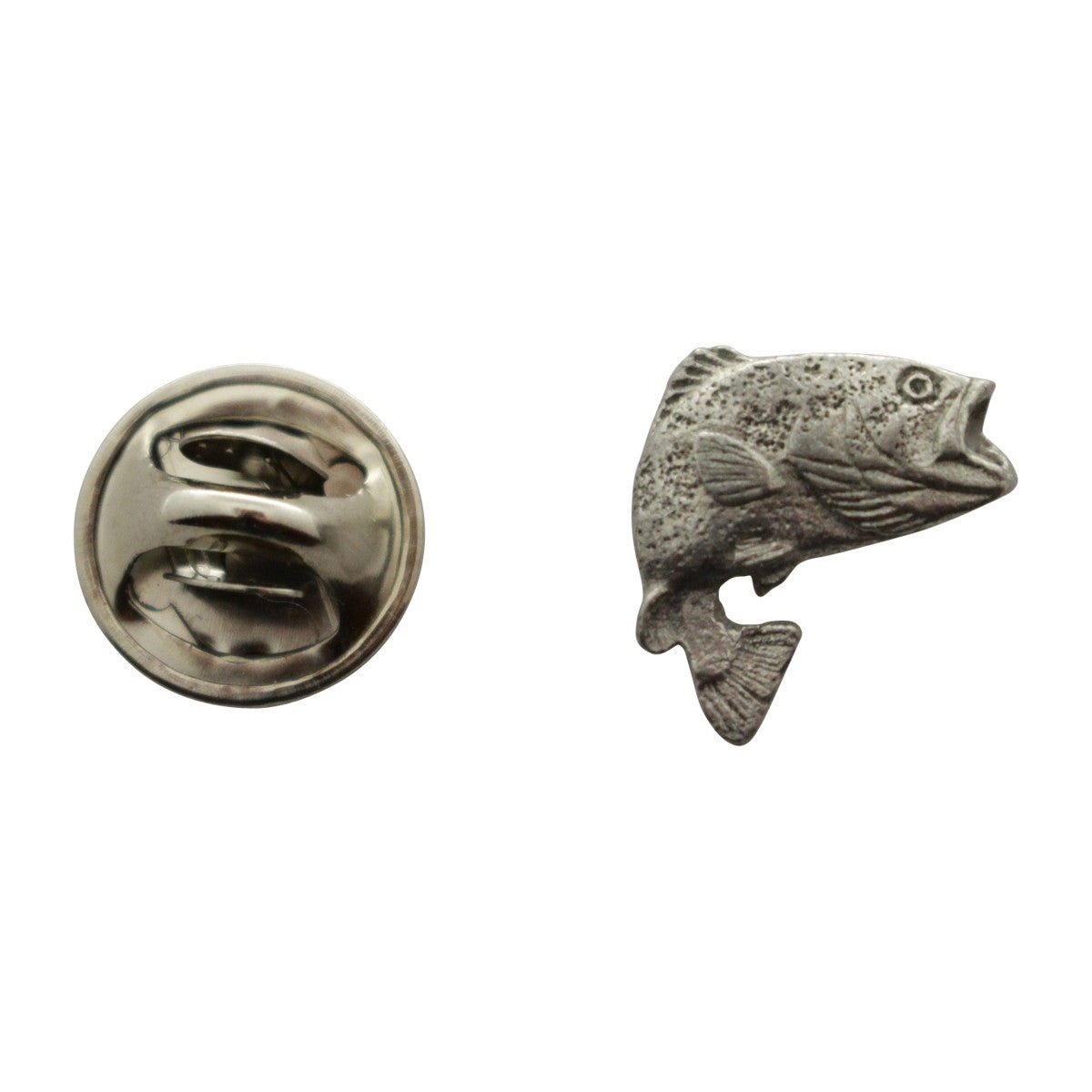 Jumping Largemouth Bass Mini Pin ~ Antiqued Pewter ~ Miniature Lapel Pin ~ Sarah's Treats & Treasures